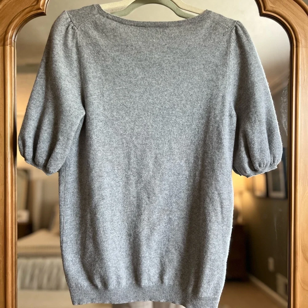 Ann Taylor Gray Cashmere Blouse with Ruffle  Accents - Picture 4 of 4